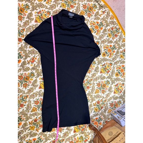 Black Avant Garde Asymmetrical Short Sleeve Midi Dress Built in Canada - M - Picture 7 of 12